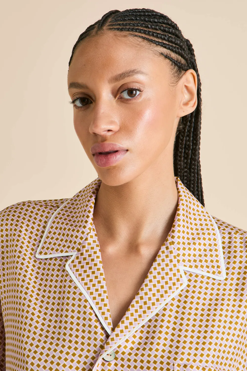 Shop Yves Sarazzin Geometric Pajamasin Silk Twill Pajamas