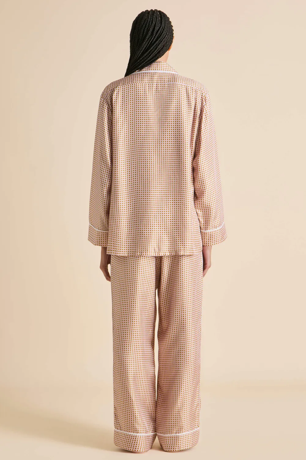 Shop Yves Sarazzin Geometric Pajamasin Silk Twill Pajamas