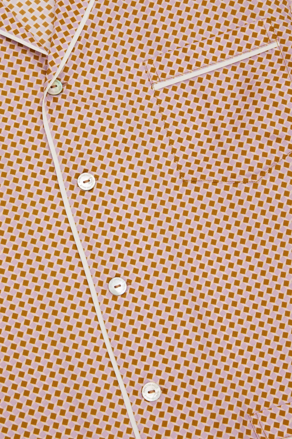Shop Yves Sarazzin Geometric Pajamasin Silk Twill Pajamas