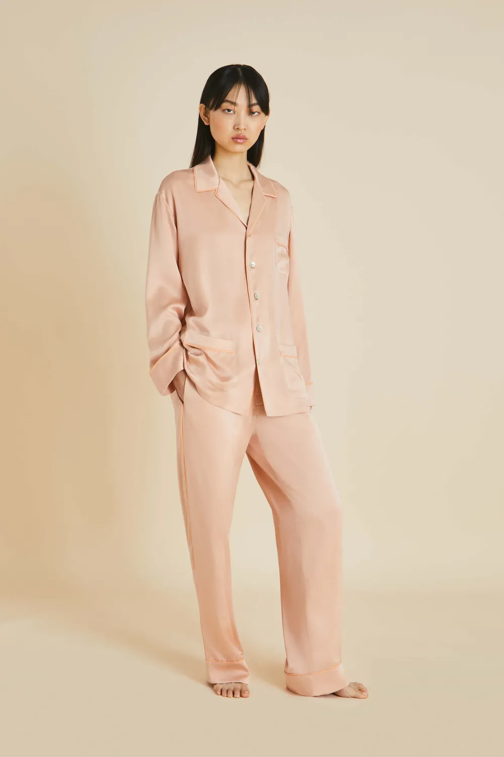 Outlet Yves Shell Pajamasin Sandwashed Silk Pajamas