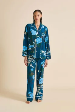 Fashion Yves Tibatant Floral Pajamasin Silk Crêpe de Chine Pajamas