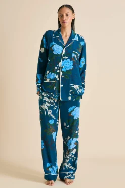 Fashion Yves Tibatant Floral Pajamasin Silk Crêpe de Chine Pajamas