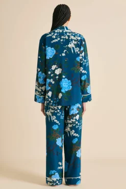 Fashion Yves Tibatant Floral Pajamasin Silk Crêpe de Chine Pajamas