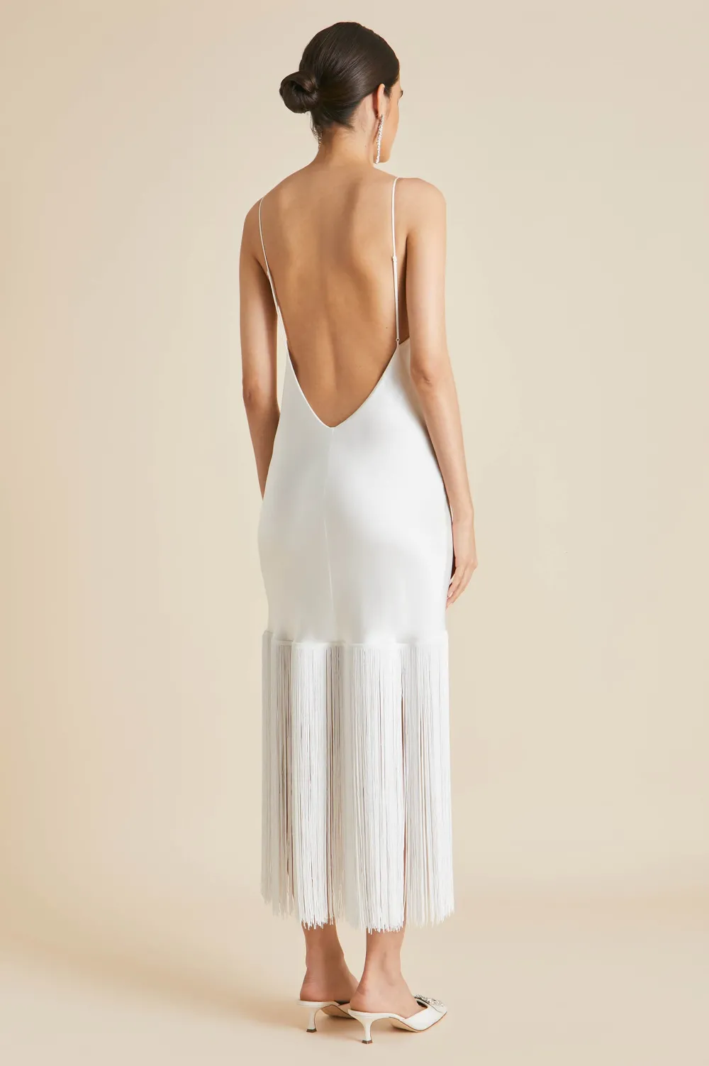 Outlet Zoya Fringed Slip Dressin Silk Satin Dresses
