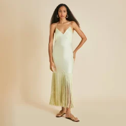 Hot Zoya Yellow Slip Dressin Sandwashed Silk Dresses