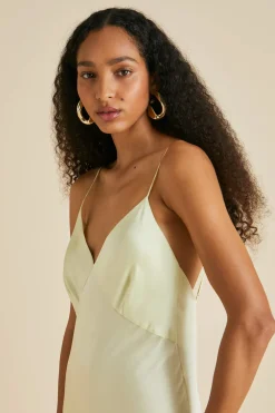 Hot Zoya Yellow Slip Dressin Sandwashed Silk Dresses
